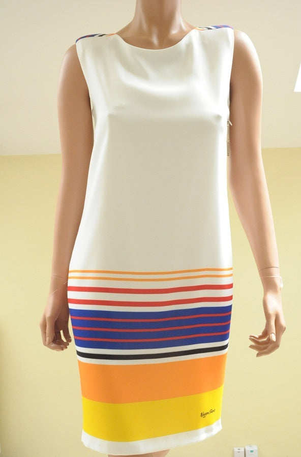 White Back Stripped Shift Dress