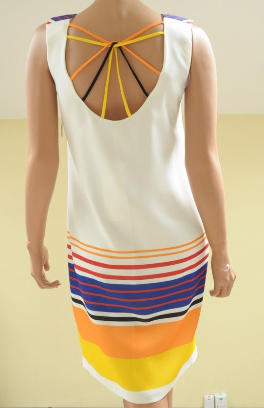 White Back Stripped Shift Dress