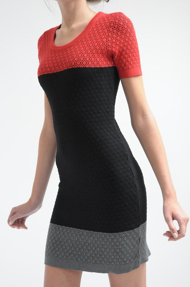 Colour Block Knitted Bodycon Dress