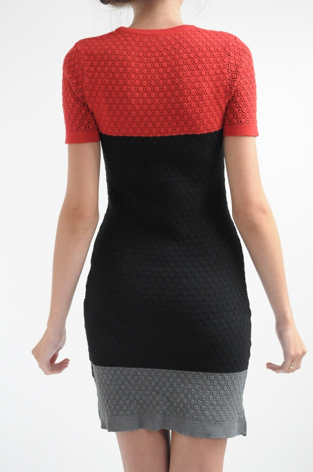 Colour Block Knitted Bodycon Dress