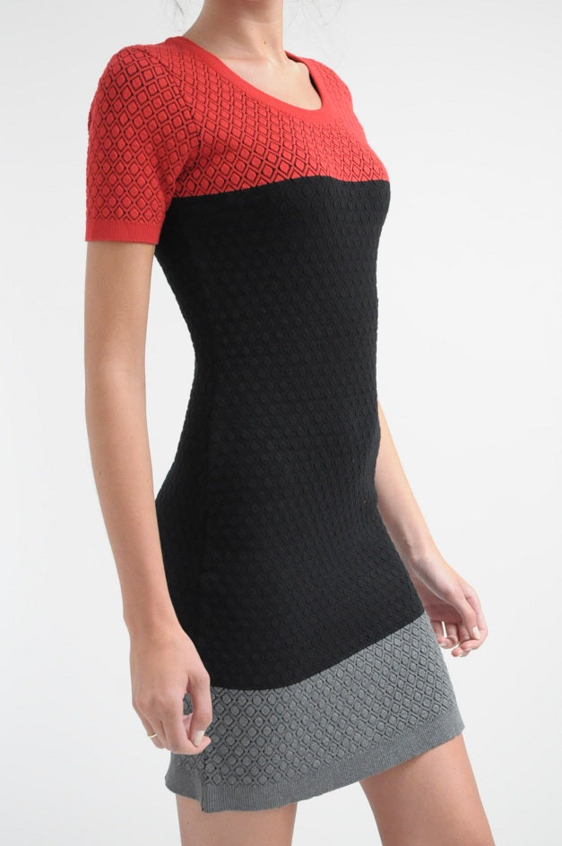 Colour Block Knitted Bodycon Dress