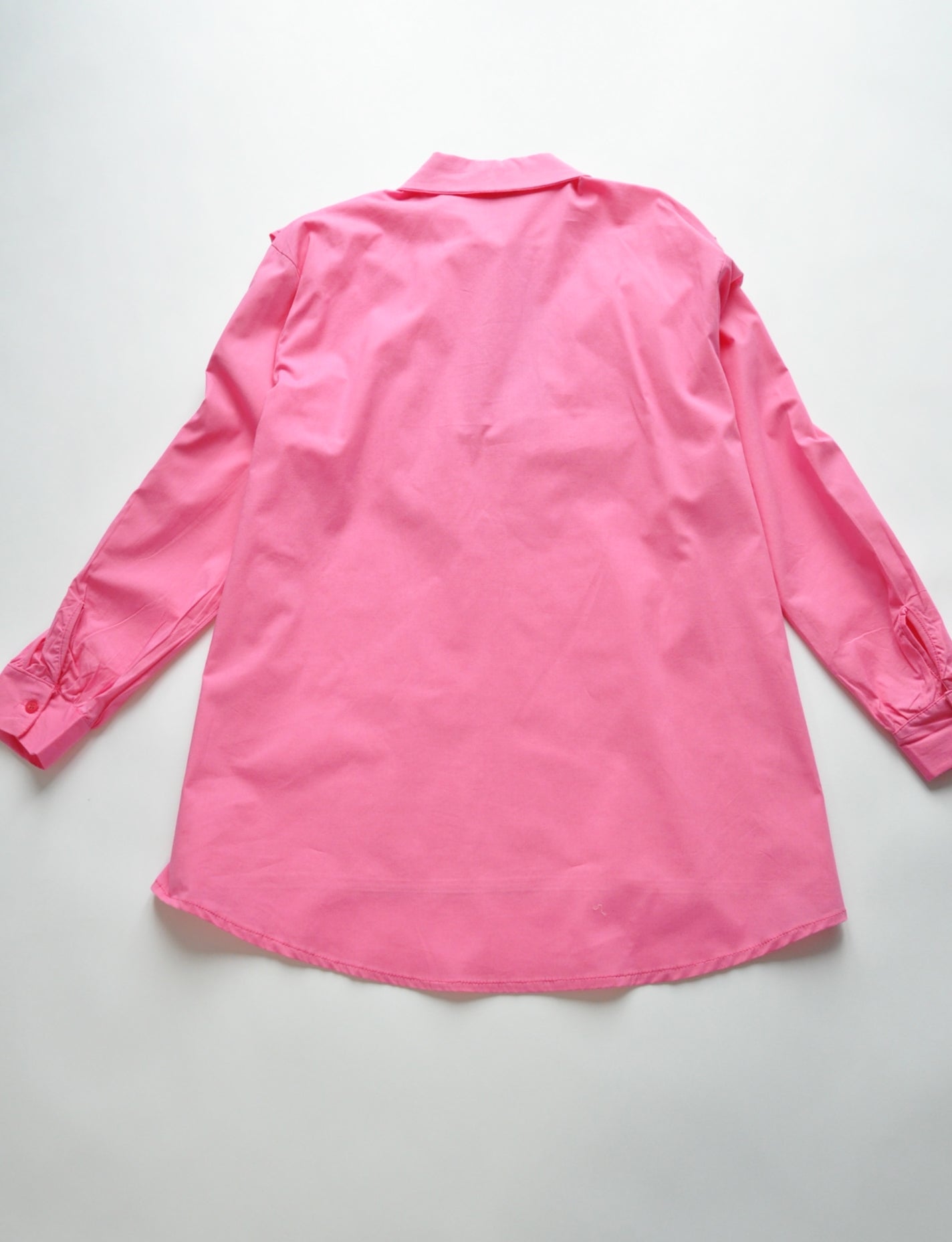 Crystal embellished pink ruffle oversize shirt