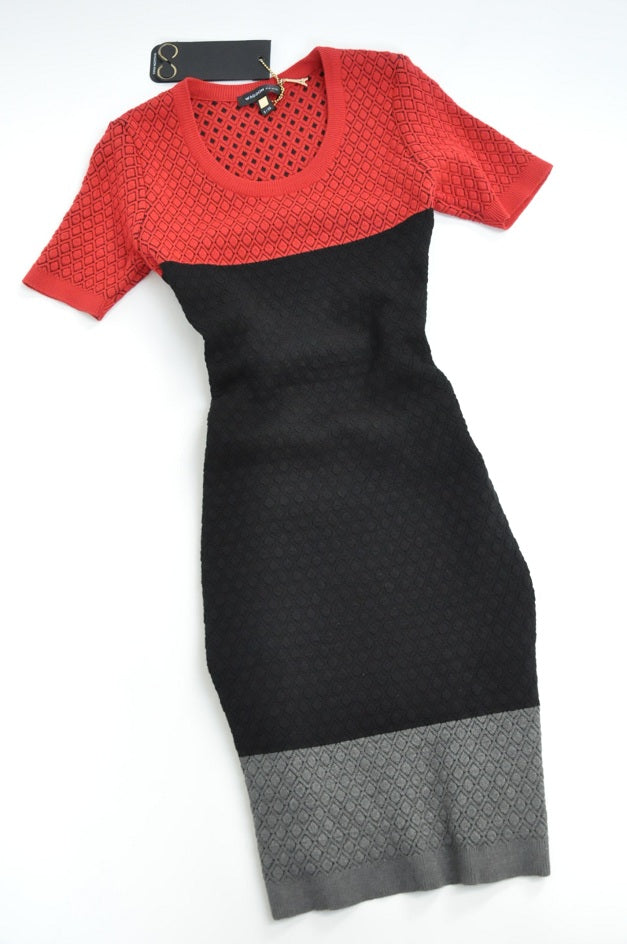 Colour Block Knitted Bodycon Dress