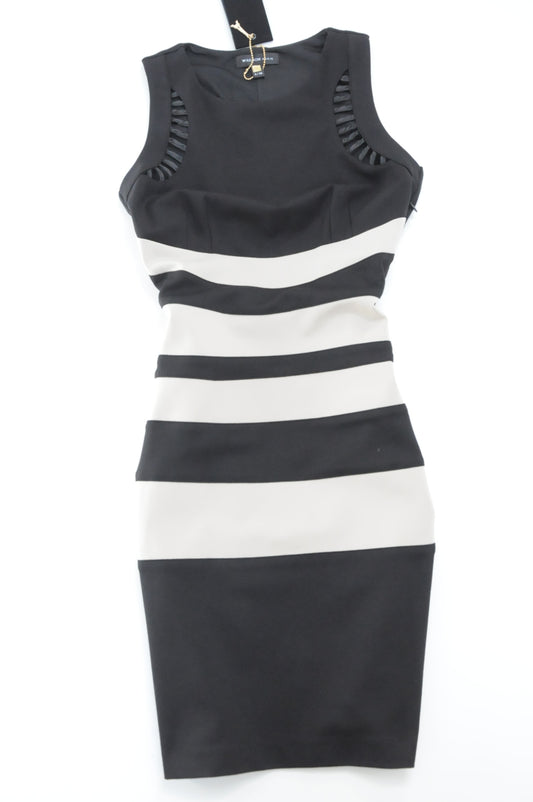 Black and Cream Stripped Bodycon Dress