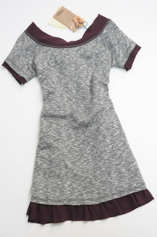 Grey Knit Frilled Smock Dress