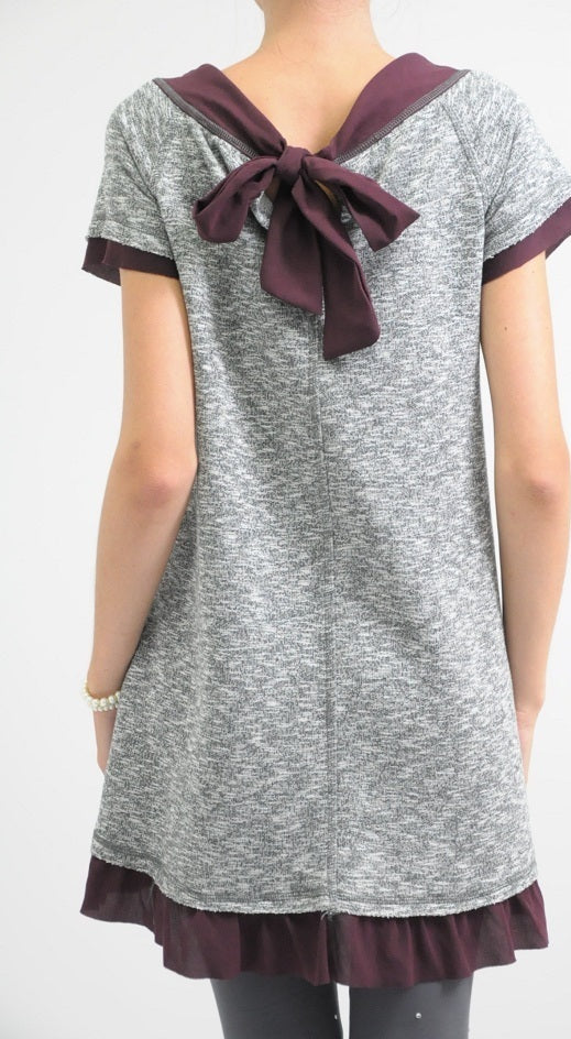 Grey Knit Frilled Smock Dress