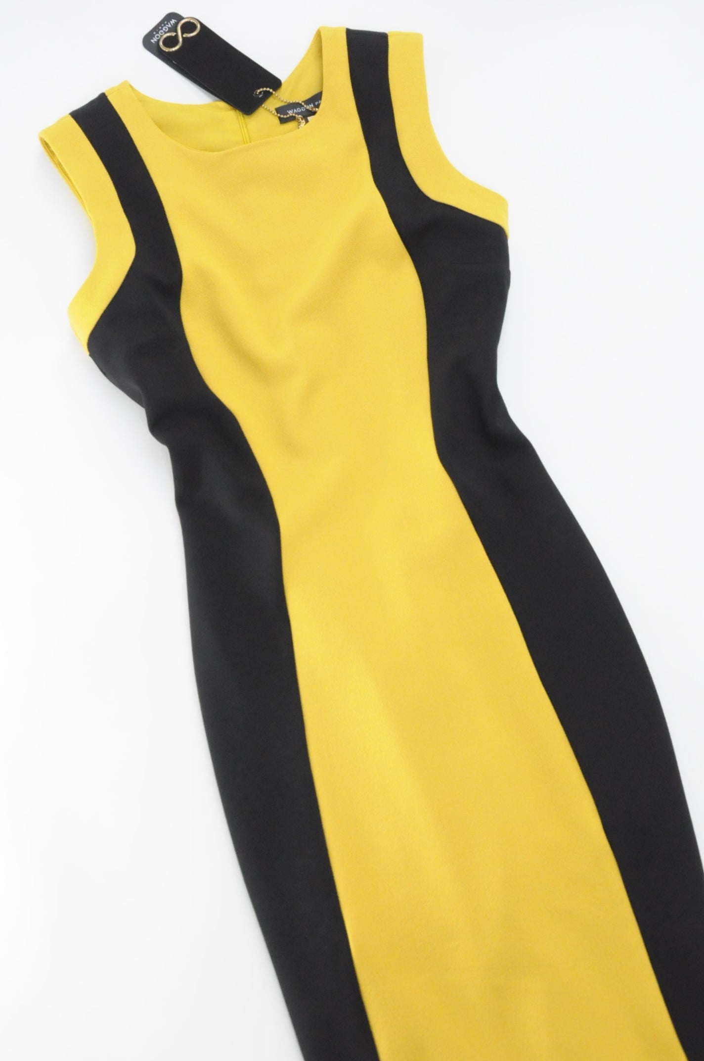 Black and Yellow Colour Block Bodycon Dress