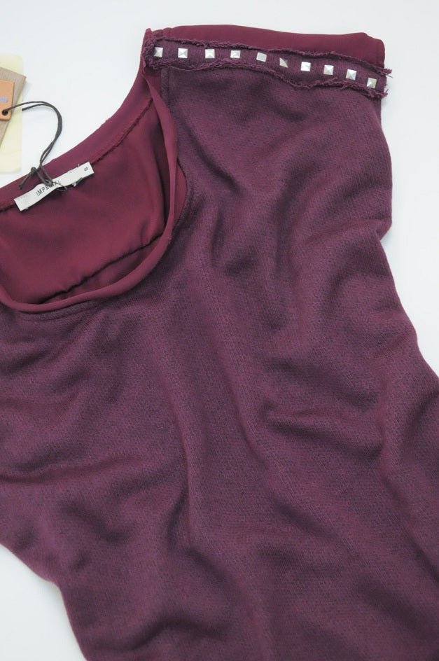 Burgundy Studded Loose Fit Blouse