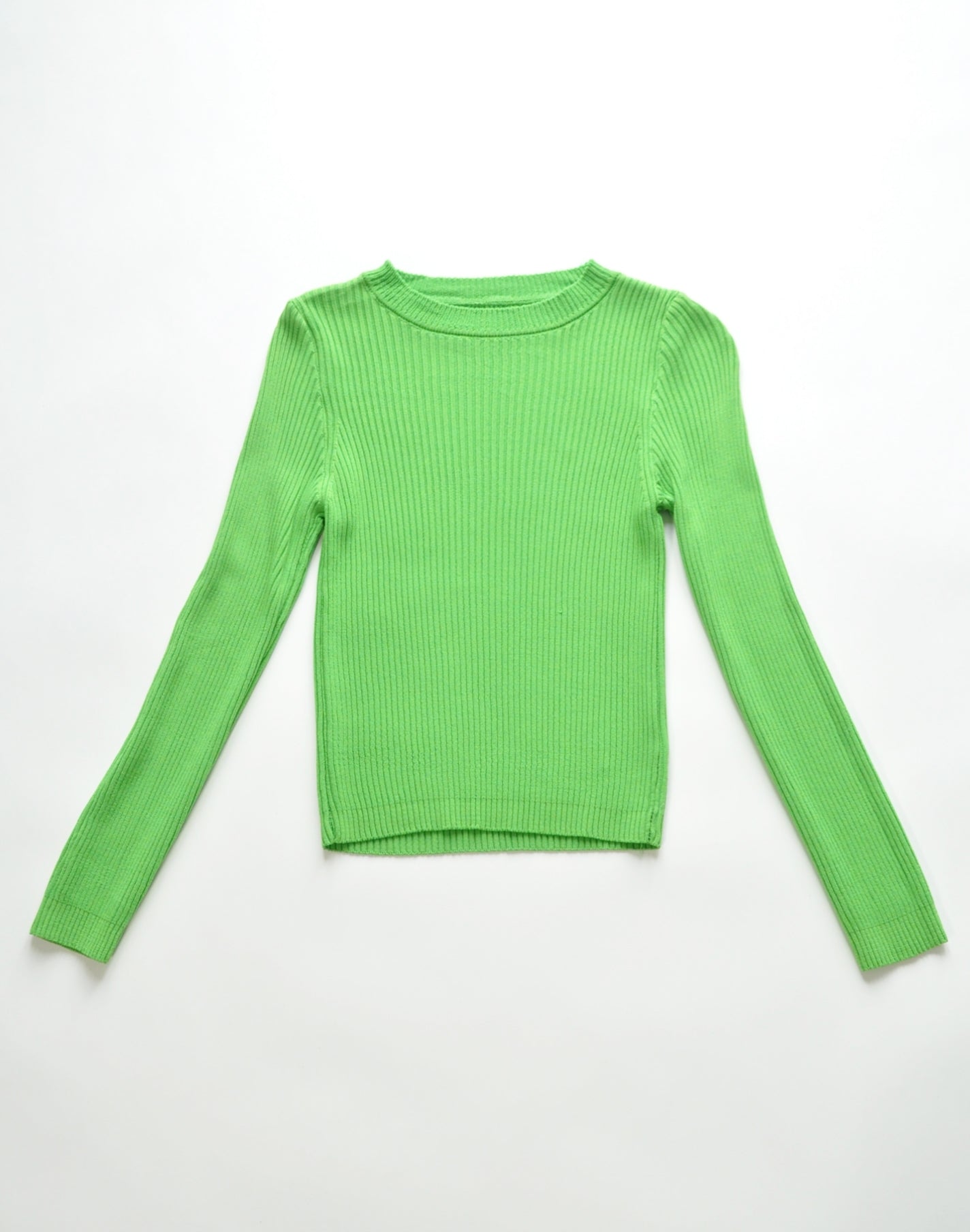 Green ribbed cropped top