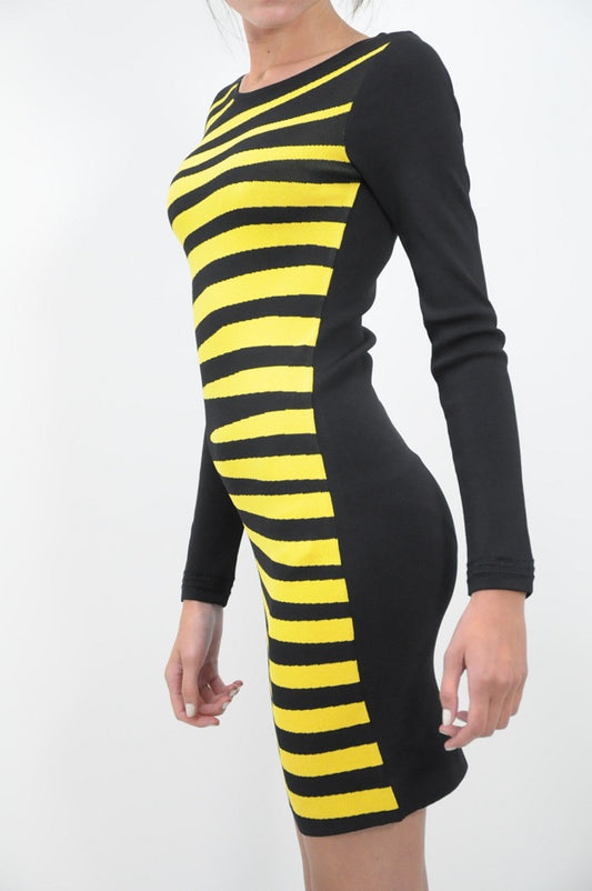 Yellow Stripped bodycon dress