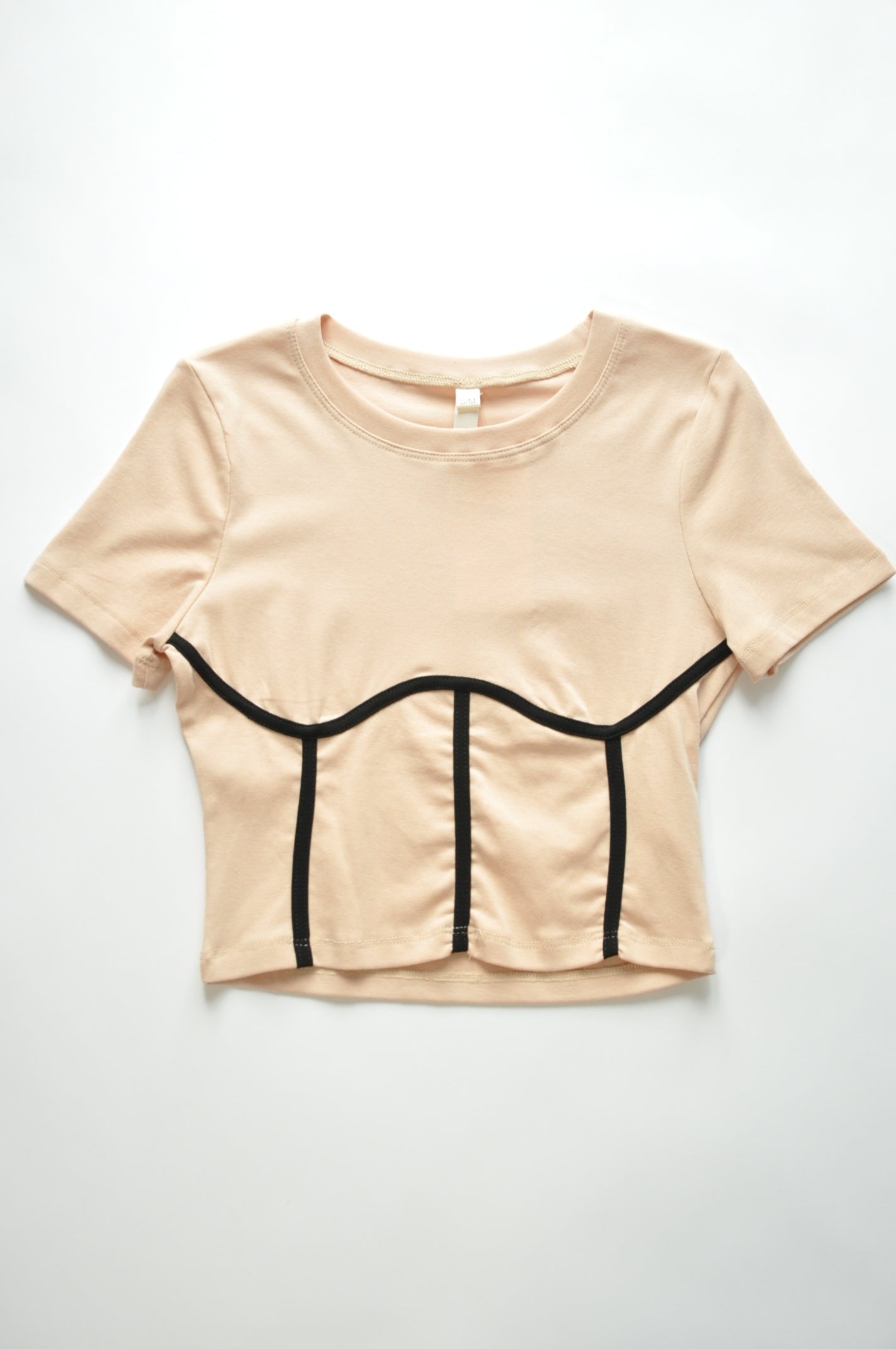 Nude corset shape crop top