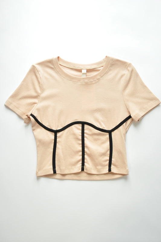 Nude corset shape crop top