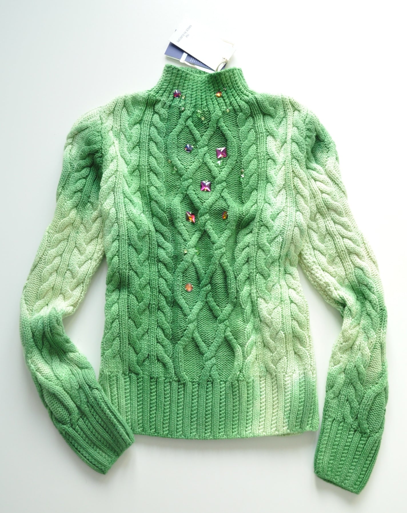 Green cable knit jumper