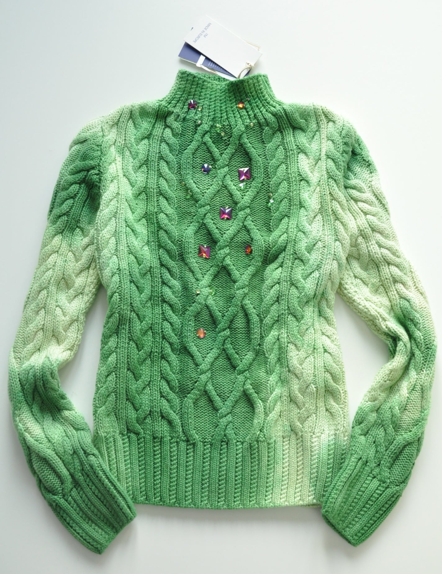 Green cable knit jumper