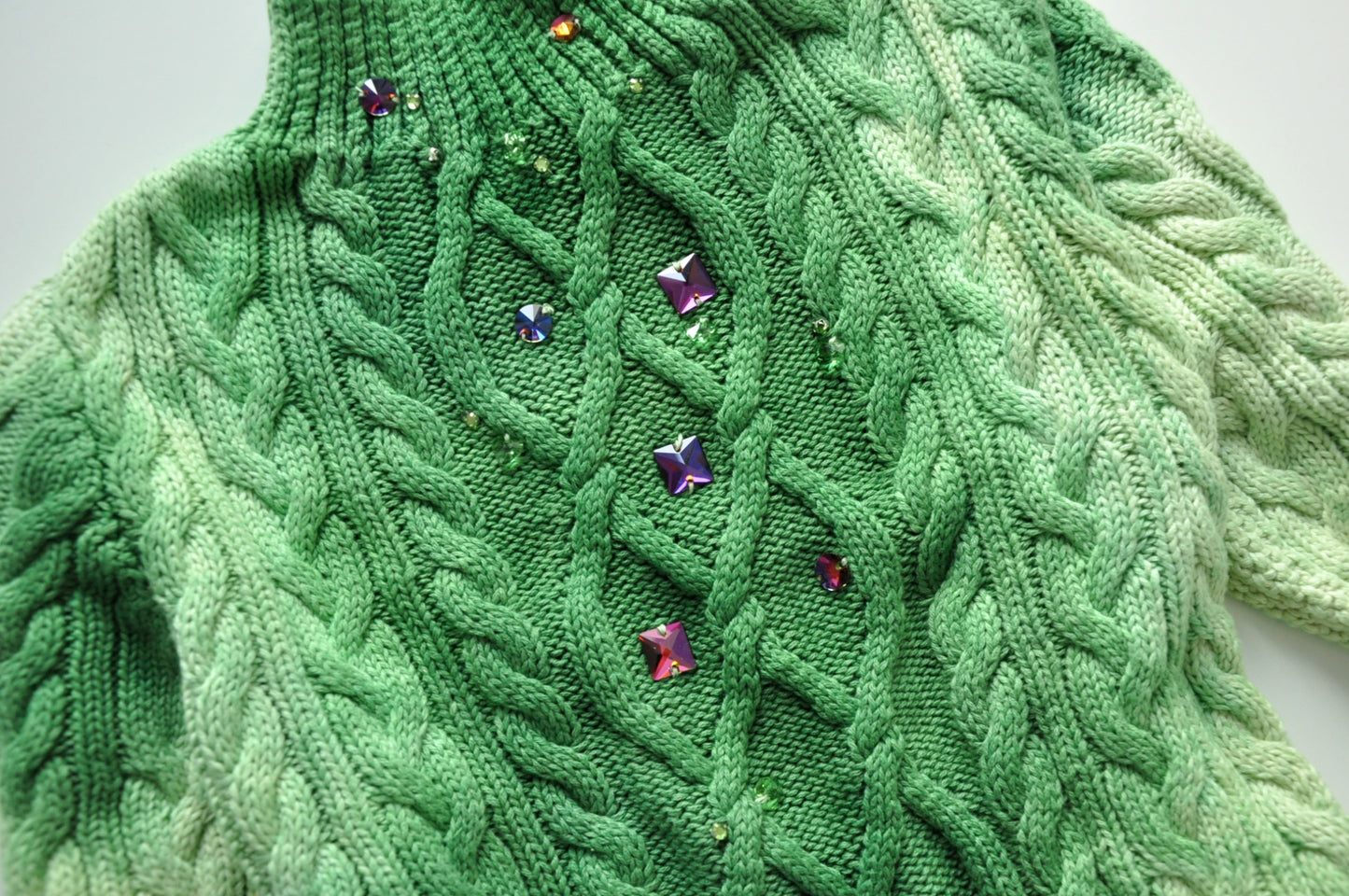 Green cable knit jumper