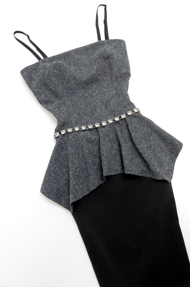 Belted Peplum Strappy Dress