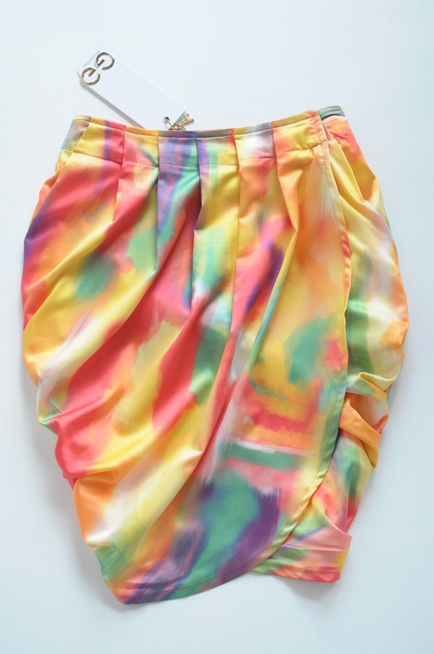 Multicoloured silk wrap skirt