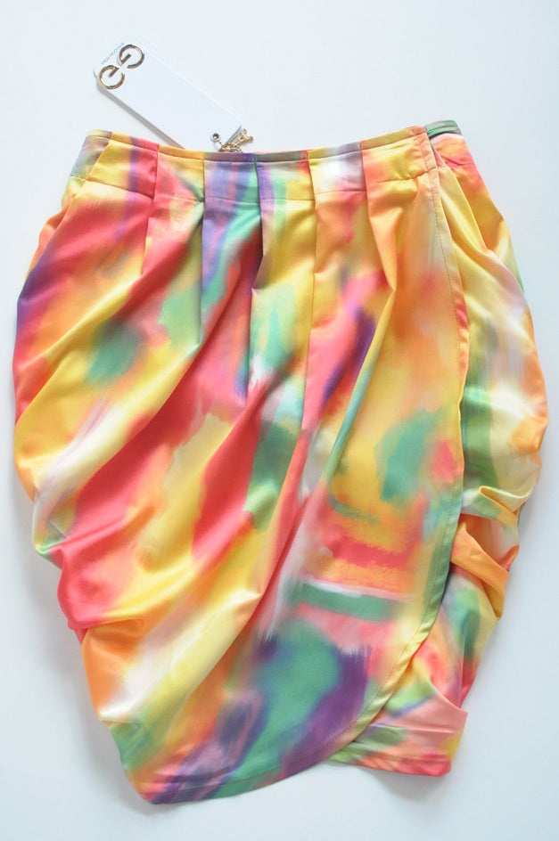 Multicoloured silk wrap skirt