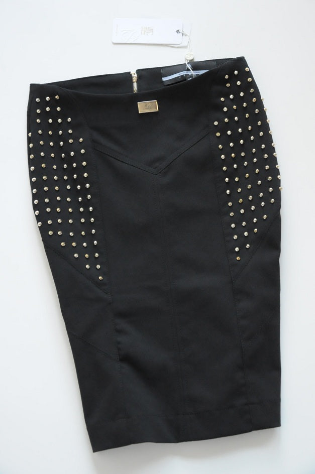 Black Studded Pencil Skirt