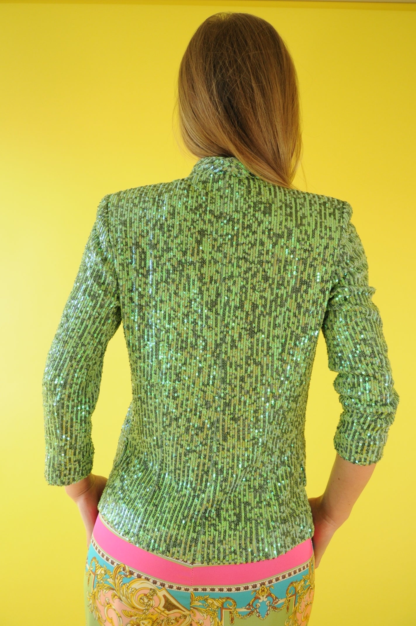 Light green sequinned blazer