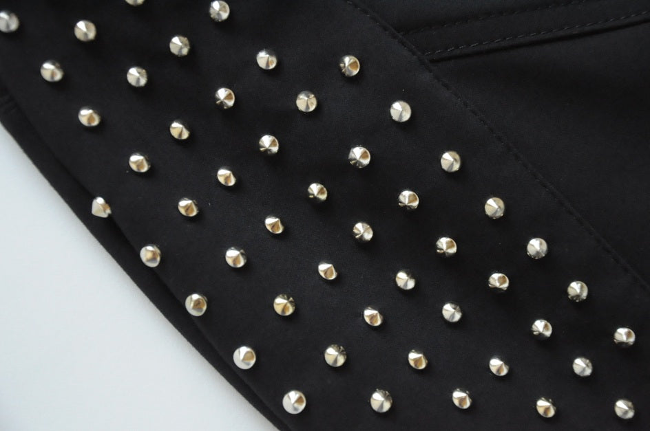 Black Studded Pencil Skirt