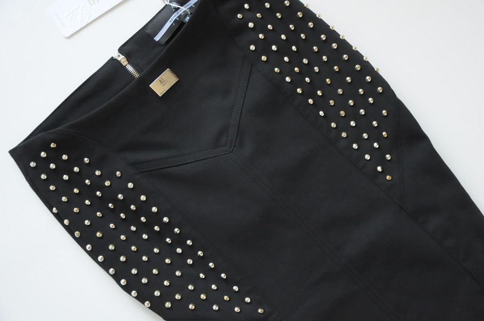 Black Studded Pencil Skirt