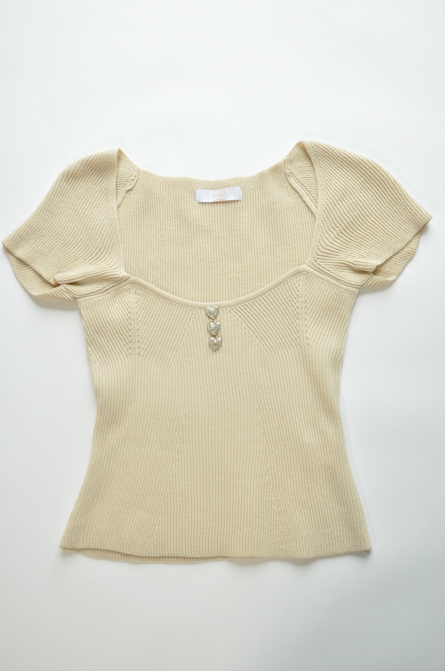 Nude corset shape detail crop top with gem chain stripes