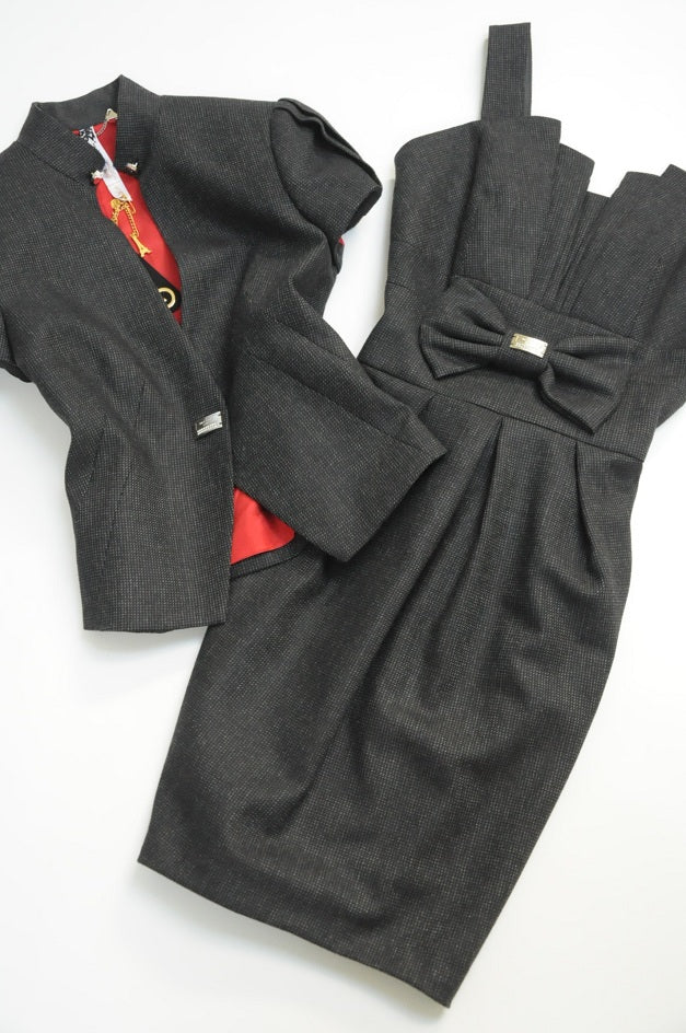 Luxury Set with Blazer and Bowed Tulip Dress