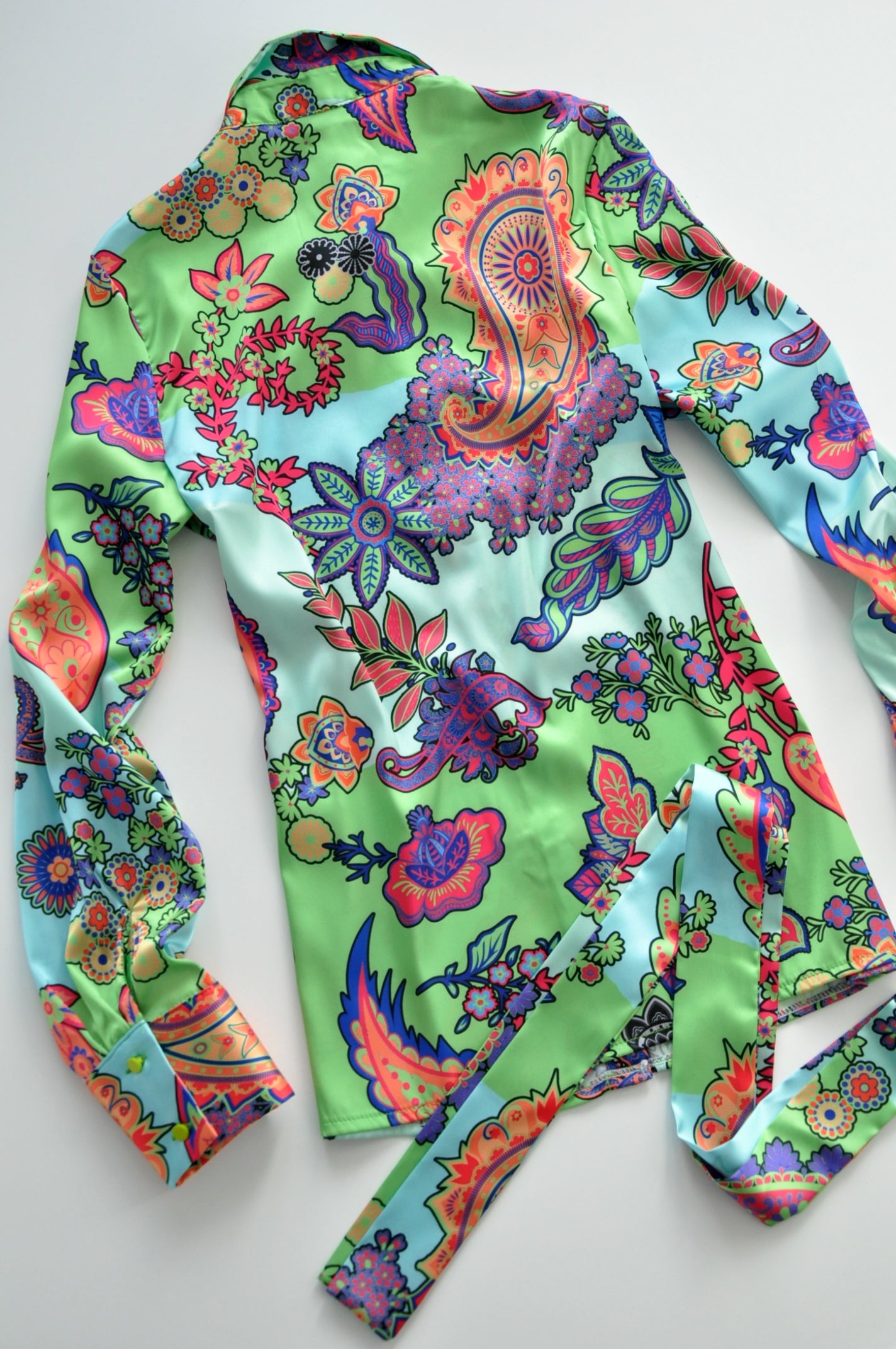 Colour floral print satin blouse