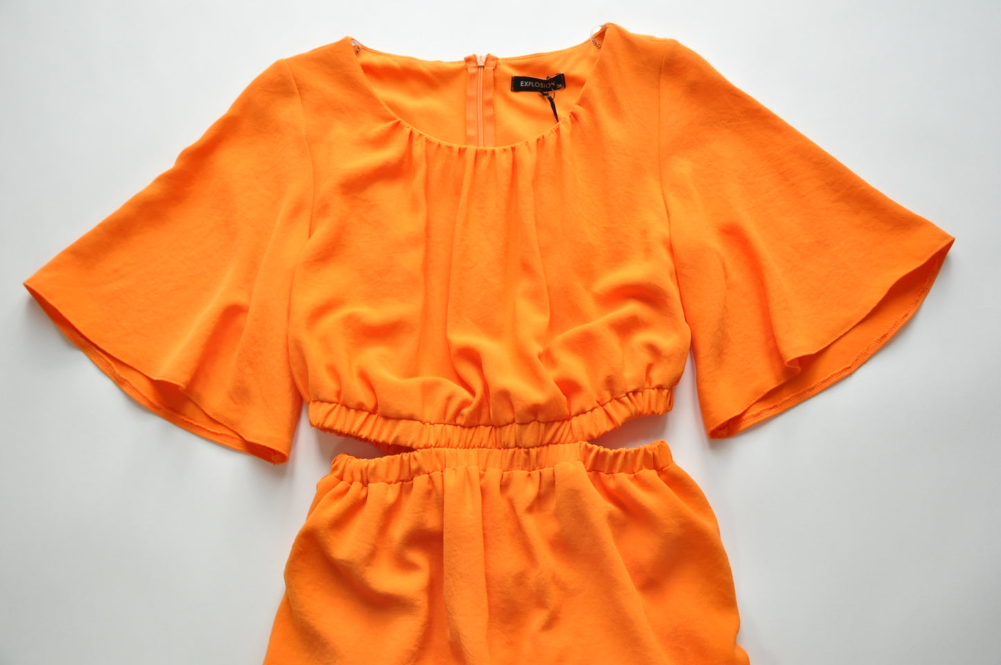 Orange cut-out flared dress