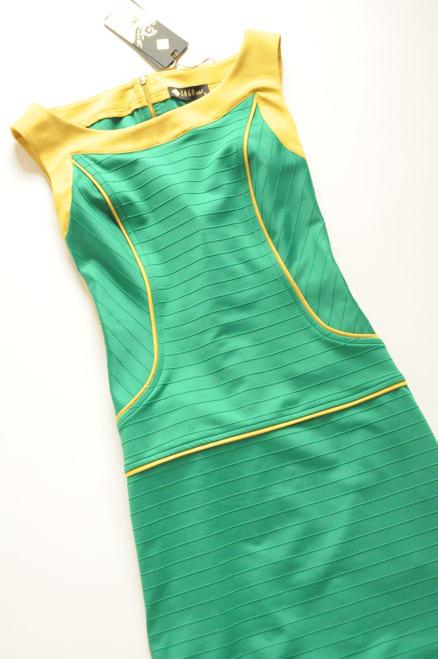 Green Ribbed Bodycon Dress