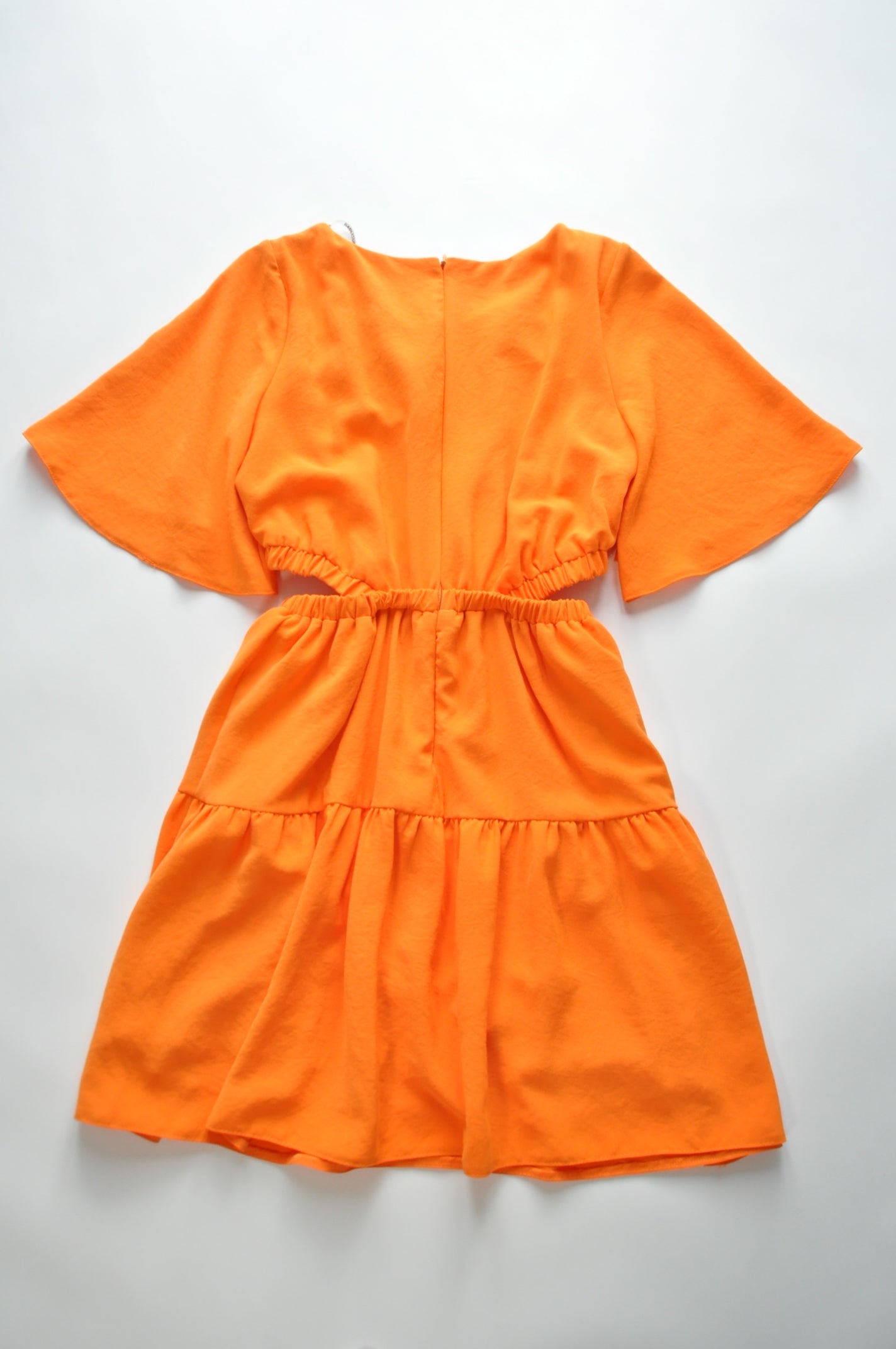 Orange cut-out flared dress