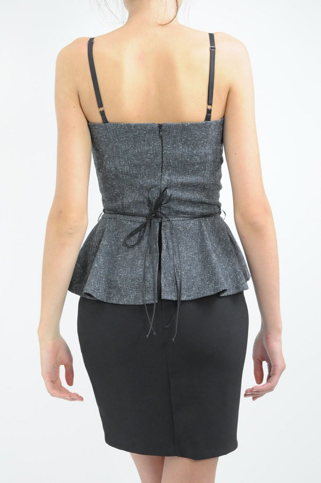 Belted Peplum Strappy Dress