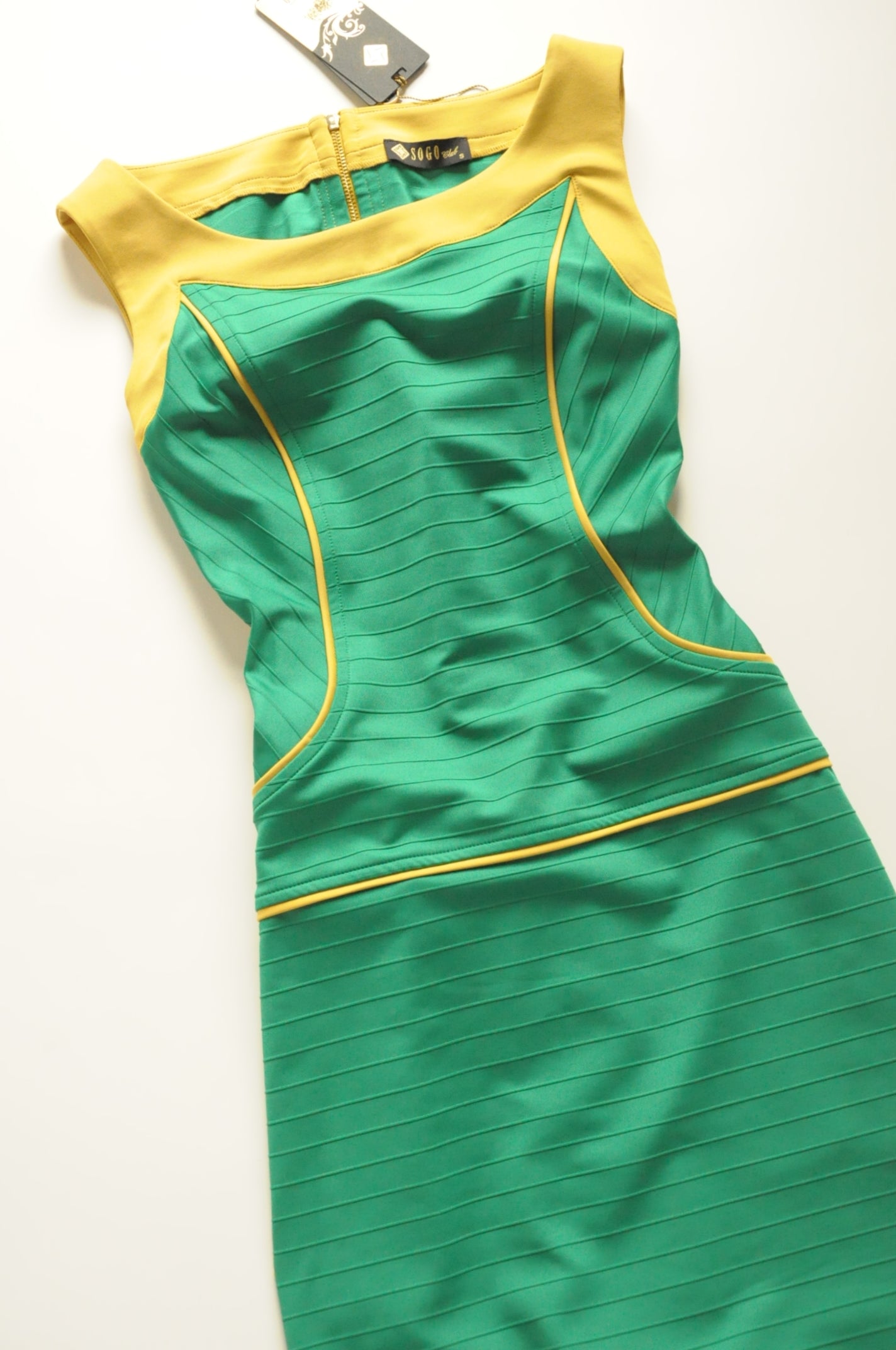 Green Ribbed Bodycon Dress