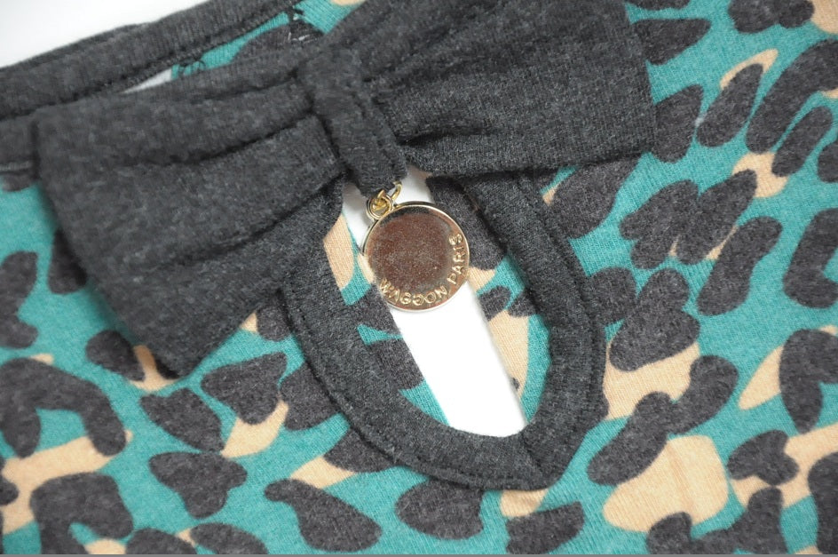 Green Leopard Bowed Stretchy Blouse