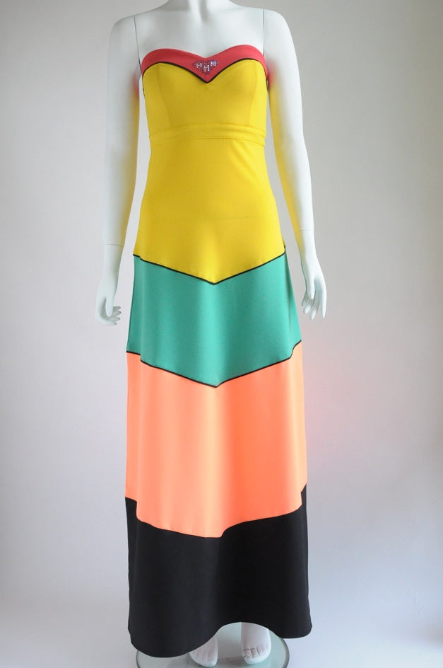 Neon Coloured Off Shoulder Maxi Dress