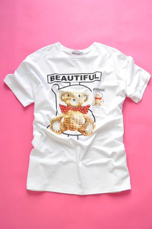 Crystal embellished Bear graphic-print cotton T-shirt