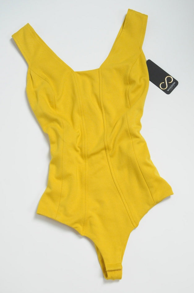 Mustard V Neck Bodysuit