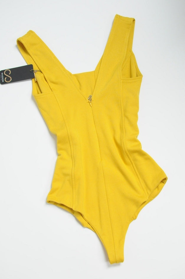 Mustard V Neck Bodysuit