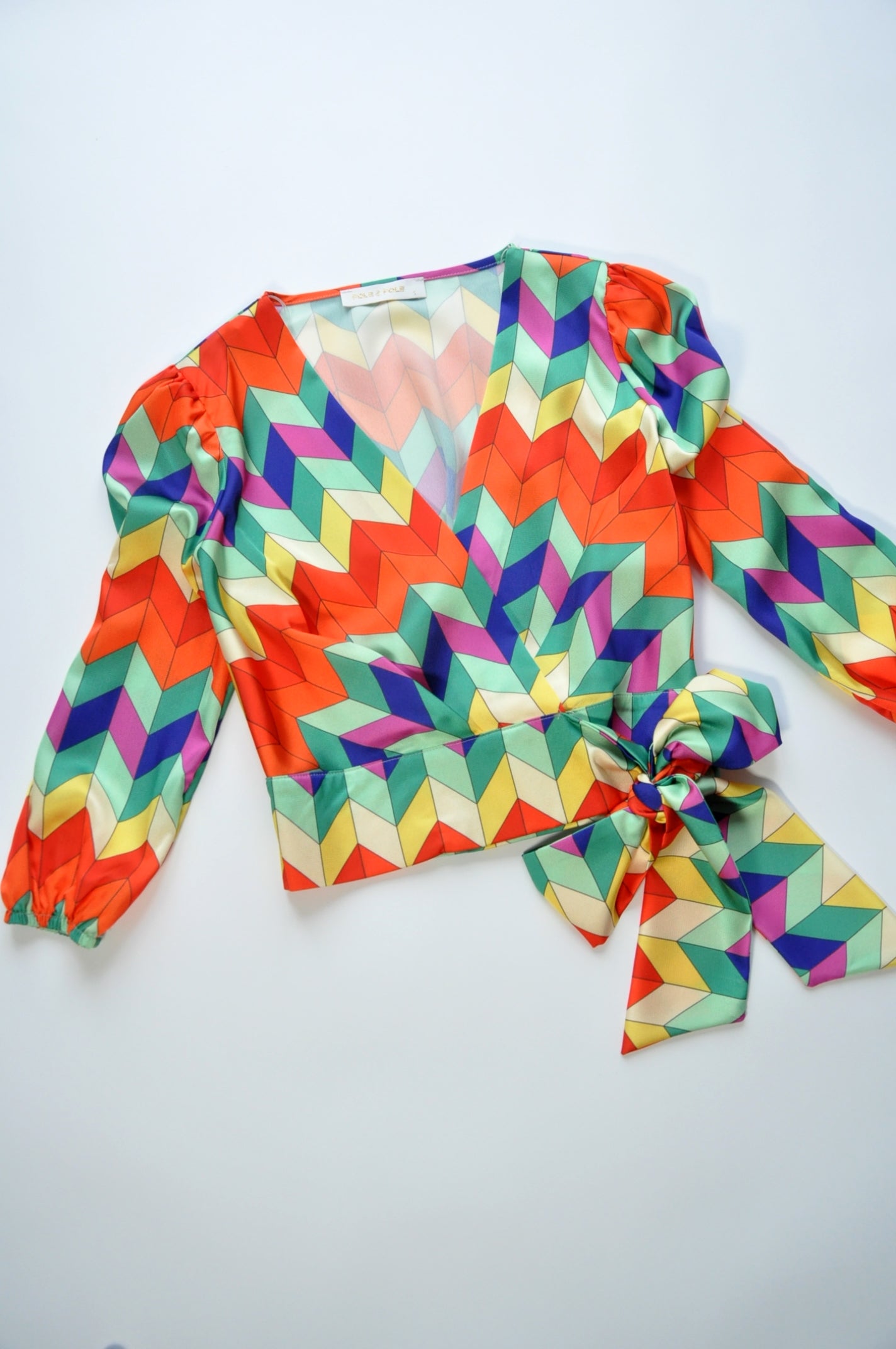 Multicolour satin crop top