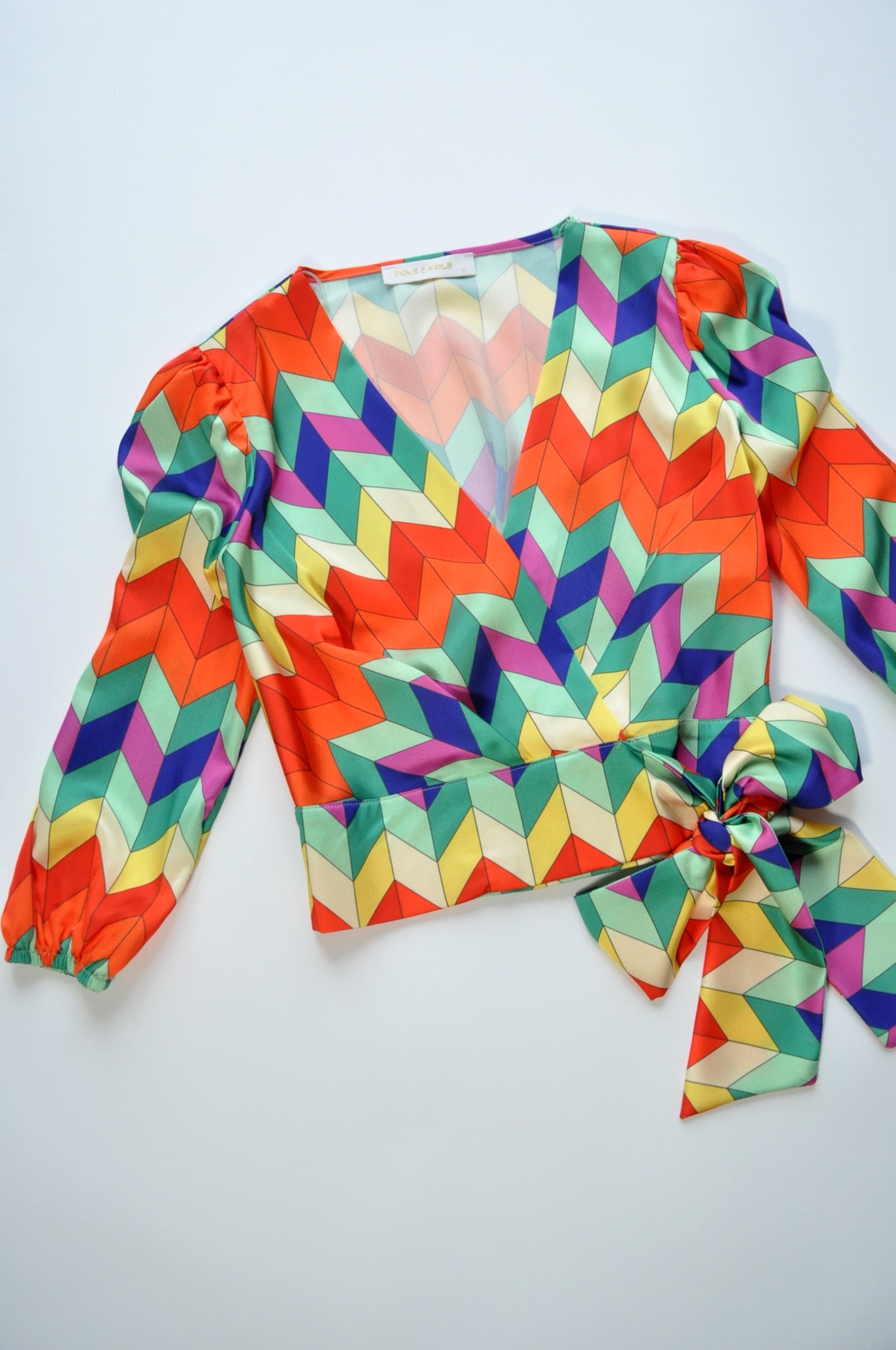 Multicolour satin crop top