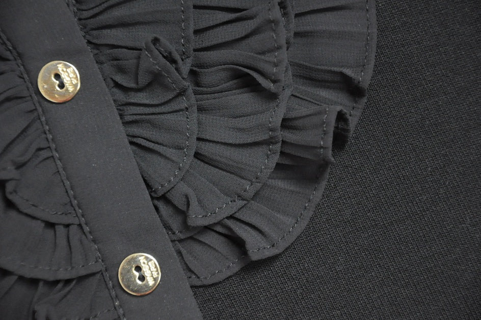 Black Ruffle Detail Cardigan