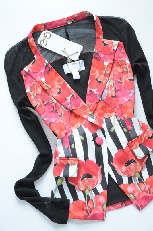 Red Poppy Print Sheer Co-ord