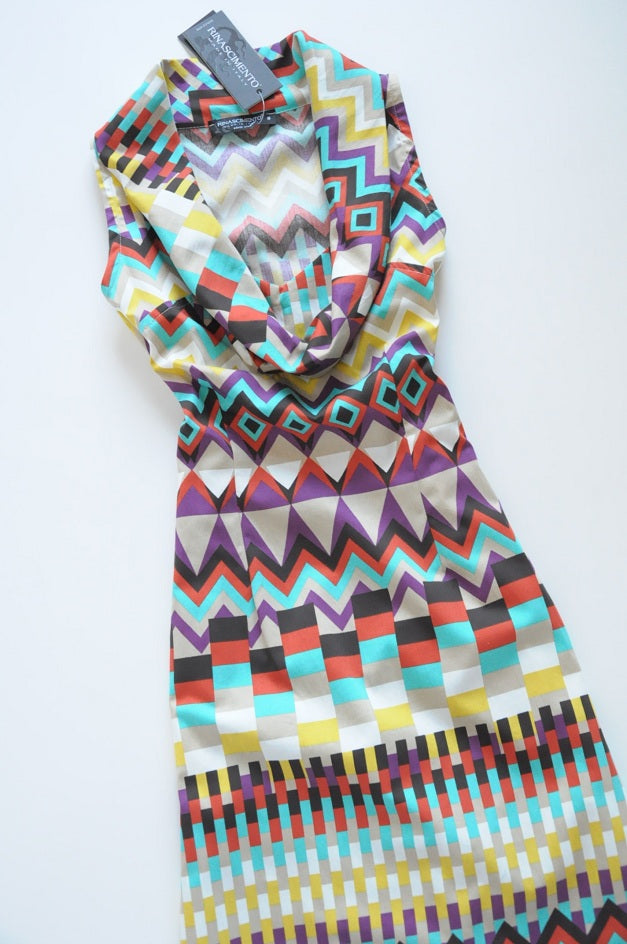 Argyle Abstract Print Trapeze Dress