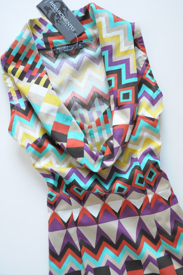 Argyle Abstract Print Trapeze Dress