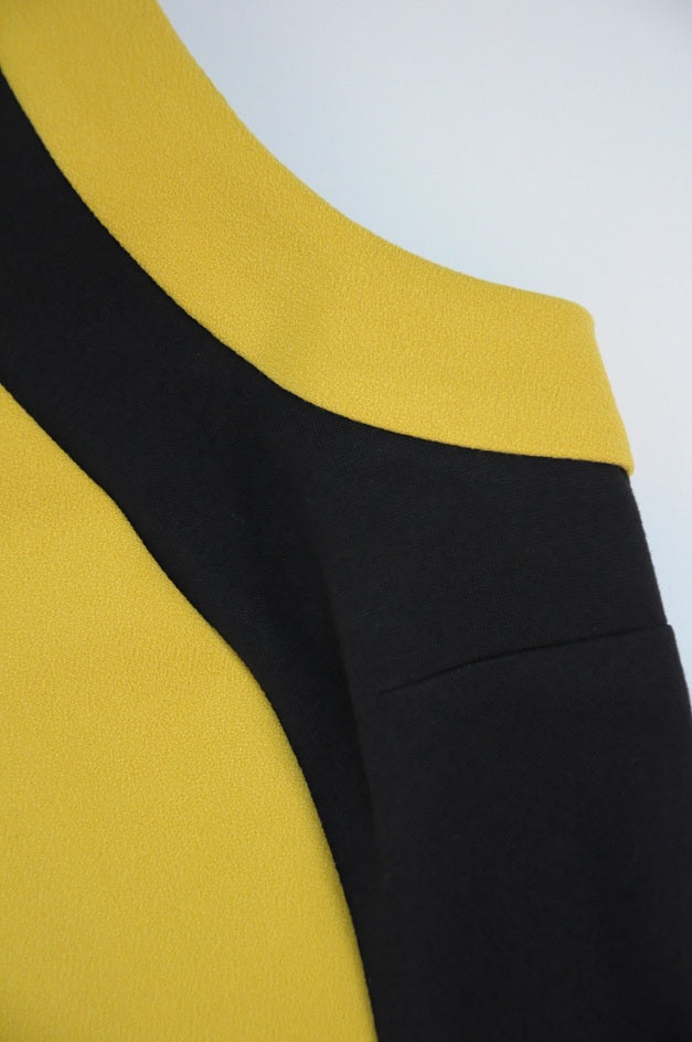 Black and Yellow Colour Block Bodycon Dress