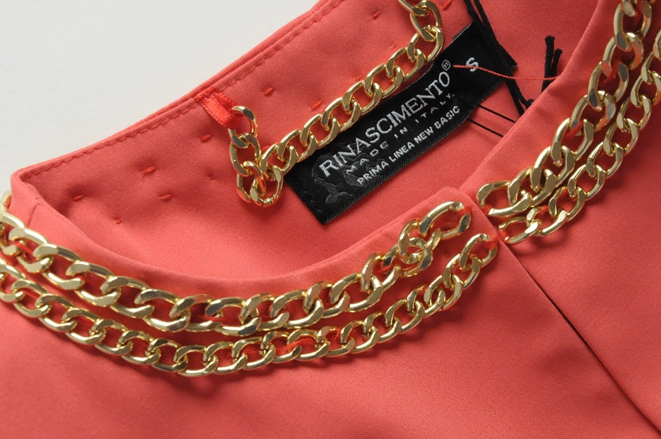 Red Coral Chain Embellished Crop Jacket