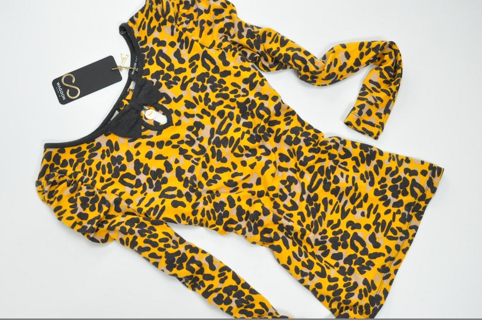 Honey Leopard Bowed Stretchy Blouse