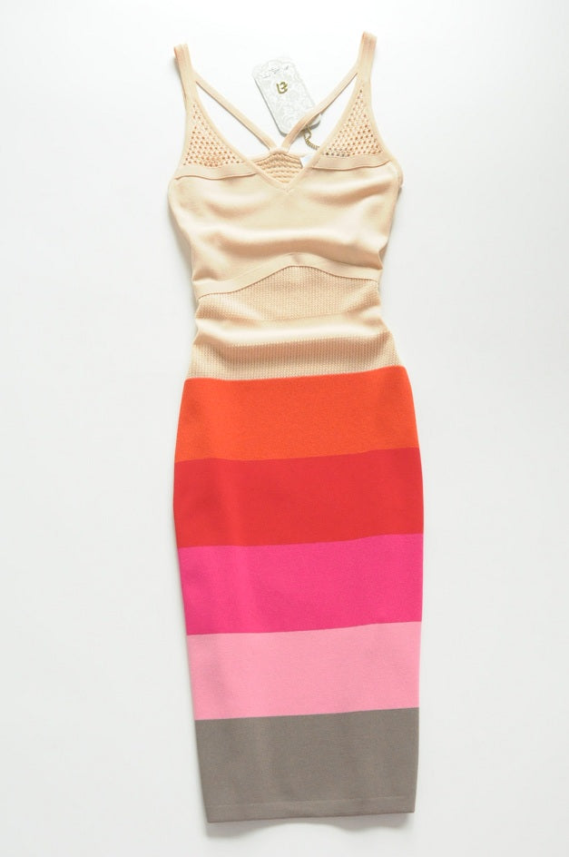 Colour Stripped Bodycon Dress