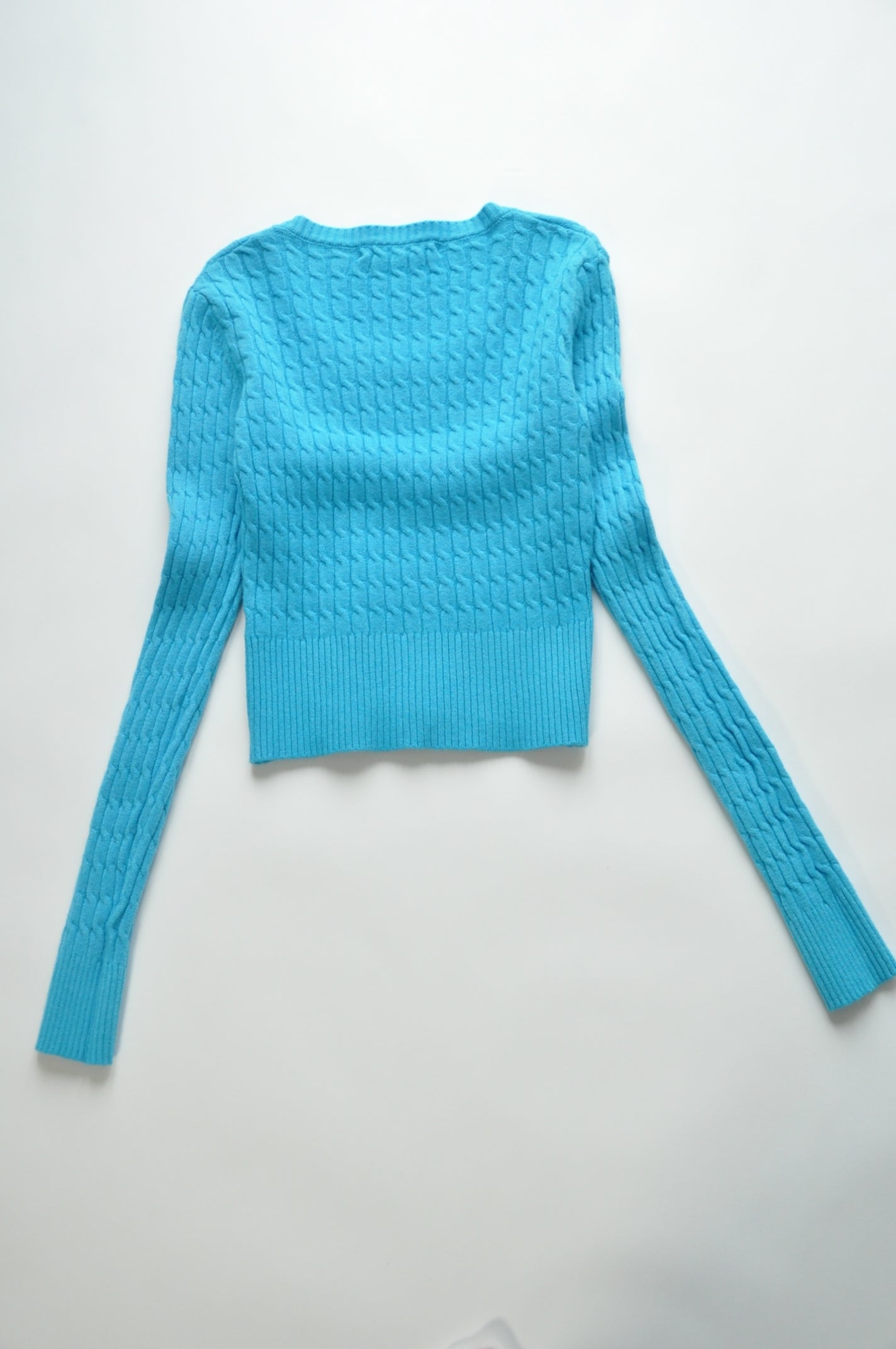 Blue Cable-knit fitted jumper co-ord